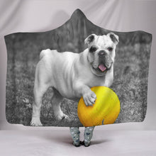 Load image into Gallery viewer, Bulldog Black And White Print Hooded Blanket-Free Shipping