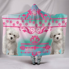 Load image into Gallery viewer, Cute Maltese Pink Floral Print Hooded Blanket-Free Shipping