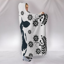 Load image into Gallery viewer, Cow Print with floral Hooded Blanket-Free Shipping