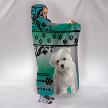 Load image into Gallery viewer, Cute Maltese Black Floral Print Hooded Blanket-Free Shipping