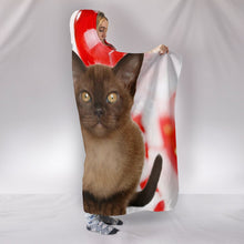 Load image into Gallery viewer, Cute Burmese Cat On Red Print Hooded Blanket-Free Shipping