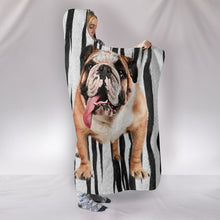 Load image into Gallery viewer, Bulldog Print On B/W Hooded Blanket-Free Shipping