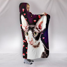 Load image into Gallery viewer, Cornish Rex Cat Love bubbles Print Hooded Blanket-Free Shipping