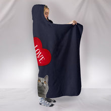 Load image into Gallery viewer, Chartreux Cat Love Print Hooded Blanket-Free Shipping