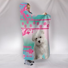 Load image into Gallery viewer, Cute Maltese Pink Floral Print Hooded Blanket-Free Shipping