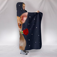 Load image into Gallery viewer, Chihuahua With Rose Print Hooded Blanket-Free Shipping